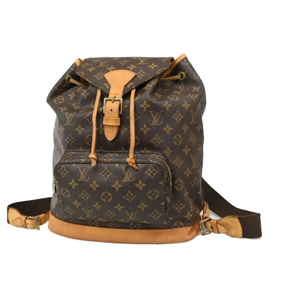 LOUIS VUITTON Montsouris GM Backpack Bag Monogram Leather Brown M51135 96CA273
